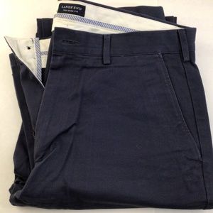 Lands End Men Tailored Fit Navy Flat Front Twill Chino Pants 33x36
